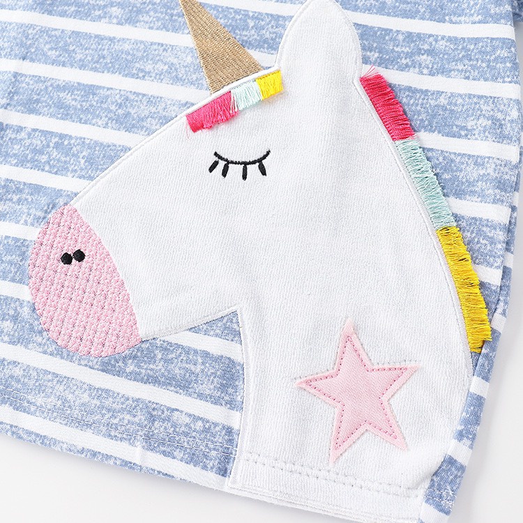 Áo thun hè cotton Malwee kẻ xanh pony MW52119 cho bé gái 2-8 tuổi Mẫu mới 2022 - Little Maven Official Store