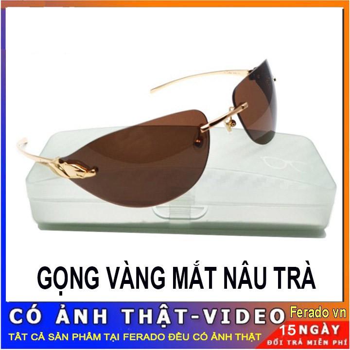 Kính nam gọng vàng mắt nâu trà
