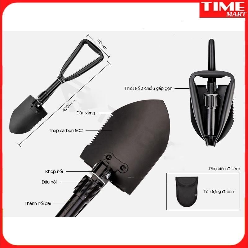 [CHÍNH HÃNG] Xẻng đa năng CARBON XIAOMI DELI DL554001. Kiểu dáng nhỏ gọn, linh hoạt, vật liệu cao cấp bền bỉ [TIME_MART]