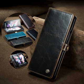 Bao da điện thoại nắp lật có ngăn đựng thẻ cao cấp cho Samsung Galaxy Z Fold 3 5G