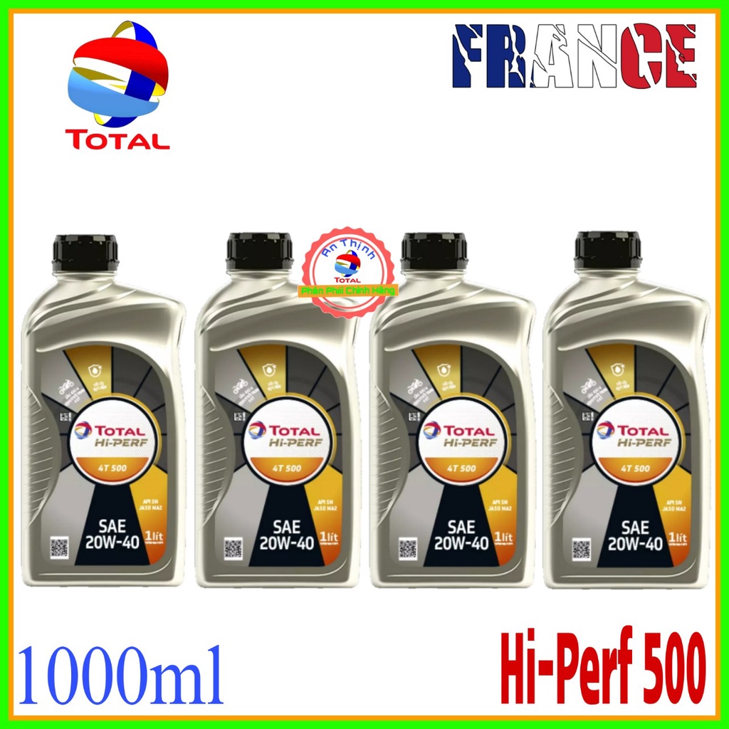 Dầu Nhớt Xe Số Chính Hãng TOTAL HI-PERF 4T 500 20W-40 SN-800ml Và 1000ml-Sản Phẩm Của Tập Đoàn Total Pháp.