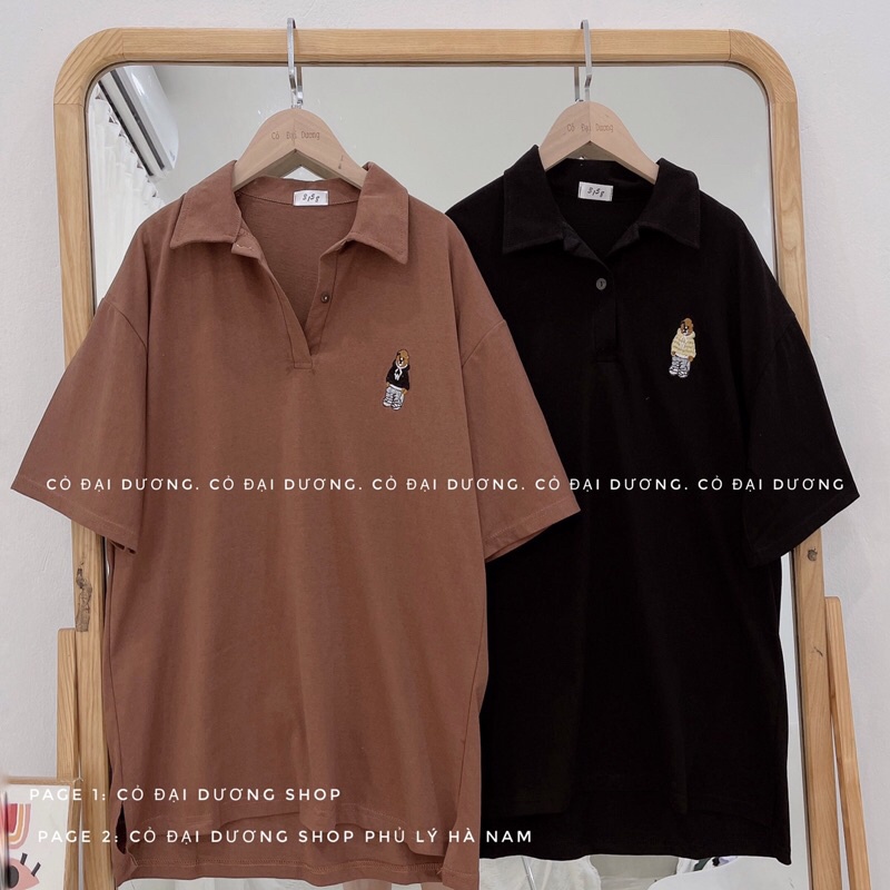 Áo polo thêu gấu