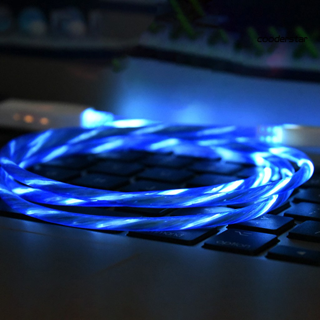 Dây cáp sạc nhanh truyền dữ liệu Micro USB Type C có đèn LED phát sáng thích hợp cho điện thoại Apple Android