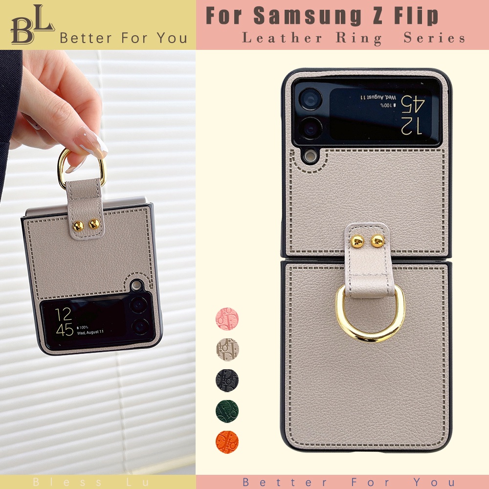 Bao Da Điện Thoại Samsung Z Flip 5 3 4 2 1 Fold 5 4 3 2  Dạng Ví Nắp Gập Sang Trọng Màu Trơn ChoGiá Đỡ