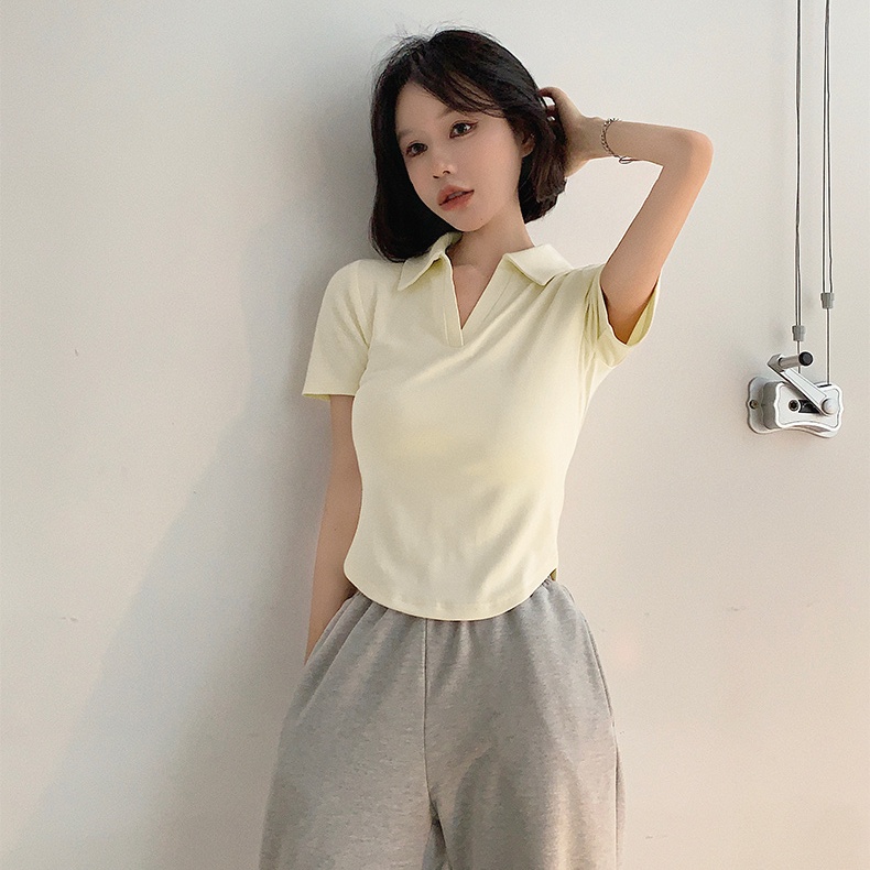Áo Thun Cổ Polo Lệch Vai Thời Trang Mùa Hè Dành Cho Nữ