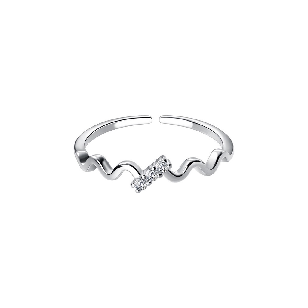 Nhẫn bạc nữ đeo ngón út dạng sóng, nhẫn tự điều chỉnh size DUYSON SILVER [NKX5]