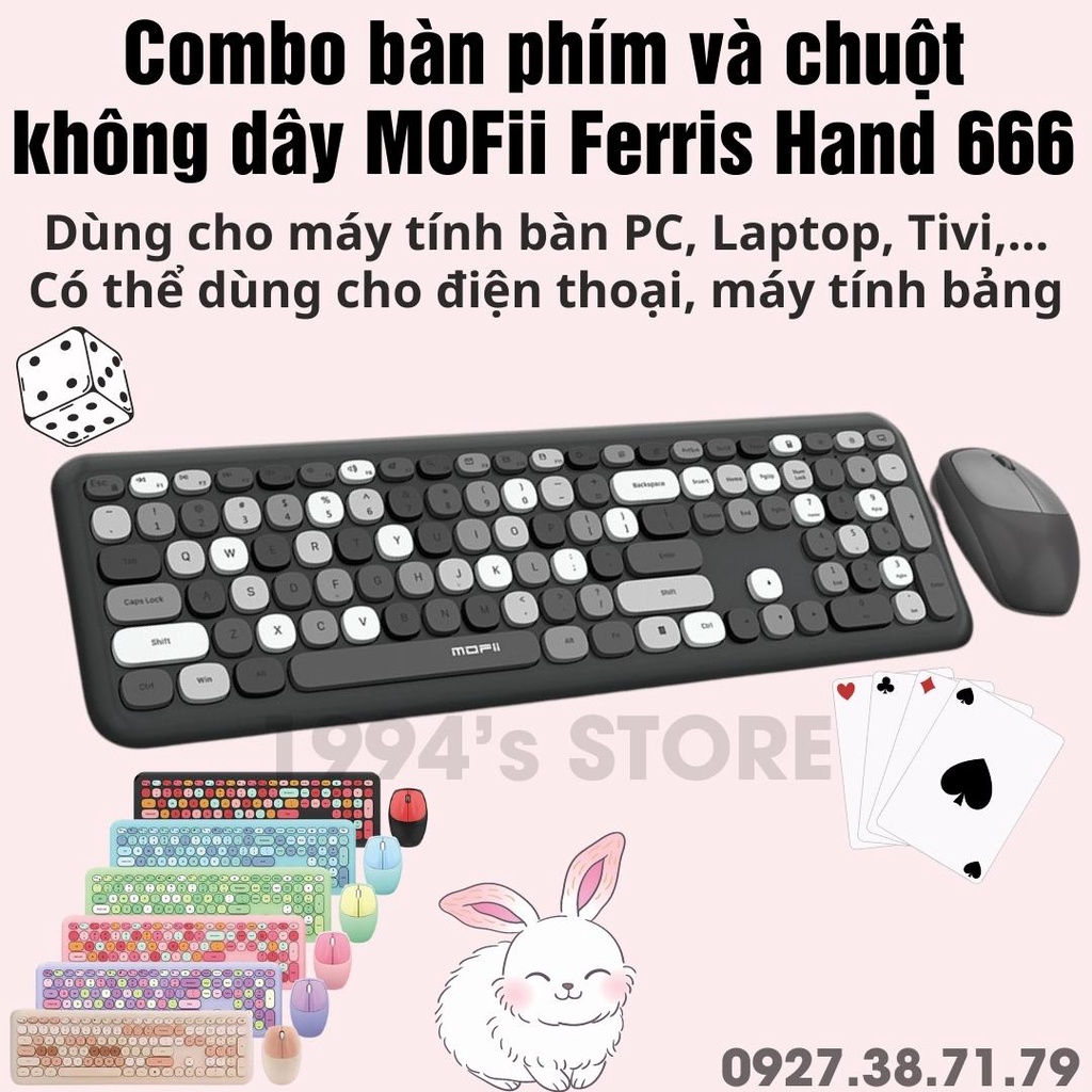 Combo bàn phím giả cơ và chuột không dây MOFii Ferris Hand 666 siêu CUTE cho máy tính bàn Laptop, Tivi, điện thoại, iPad