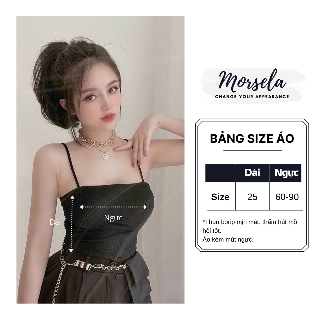 Áo 2 dây croptop có mút ngực form ôm gợi cảm dành cho nữ - Morsela