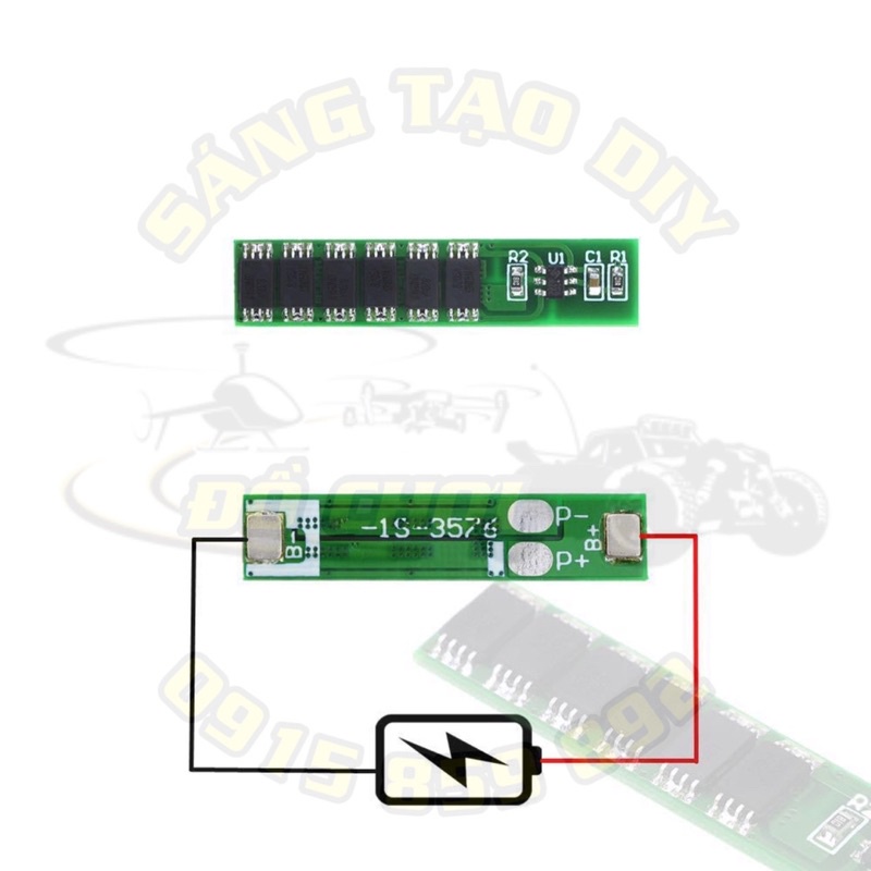 Mạch sạc và bảo vệ pin 1S 12A 3.7V Li-ion 6MOS BMS PCM chuyên dụng cho pin Lithium Lion 18650