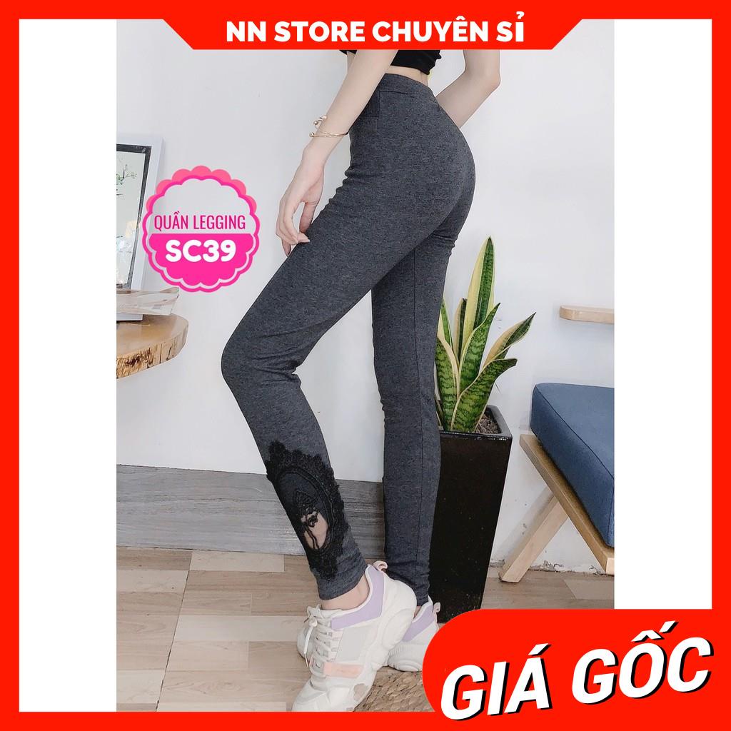 QUẦN LEGGING THUN CAO CẤP PHỐI REN CỰC XINH SC39 ⚡ẢNH THẬT⚡ QUẦN THUN ÔM ⚡ LEGGING CO GIÃN TỐT ⚡ LEGGING PHỐI REN