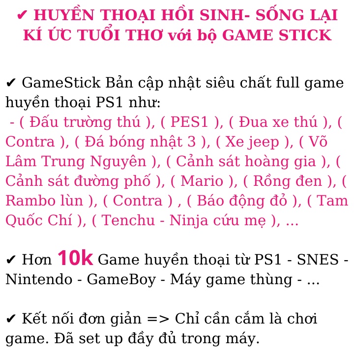 Máy chơi game cầm tay PS 10000 trò + 50 game / 3500 Game stick 4k Ps1/ Ps2 , Compact, kết nối HDMI Với Tivi 2 người chơi | BigBuy360 - bigbuy360.vn