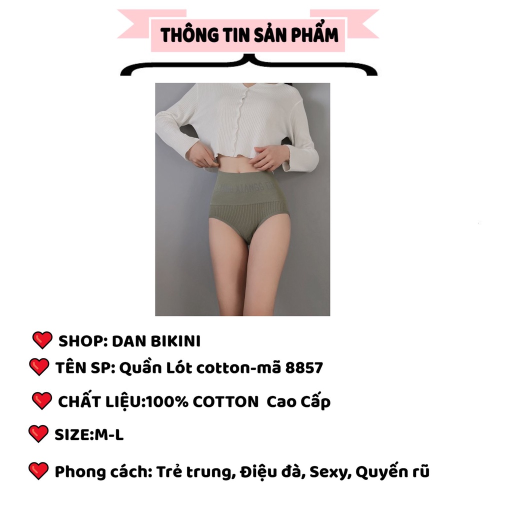 Quần Lót Nữ Cotton phối viền chữ điệu đà trẻ trung cá tính cạp cao mã 8857
