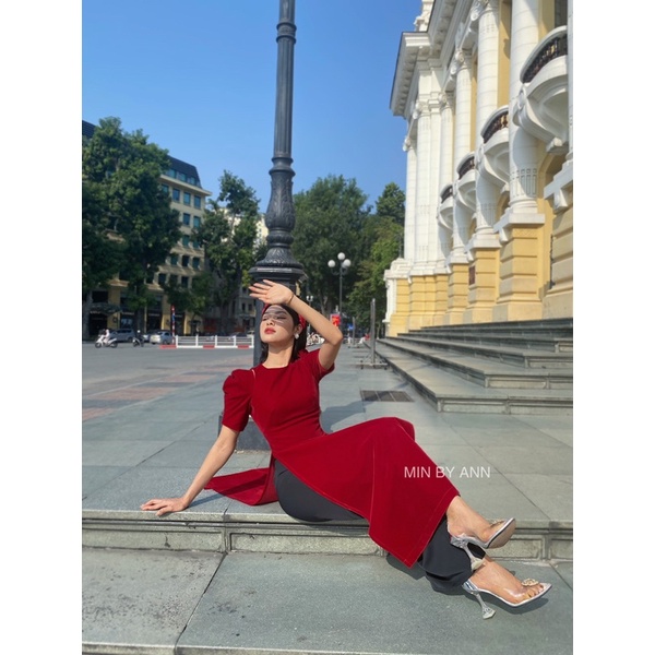 Áo dài Trúc Mai cutout vai duyên dáng