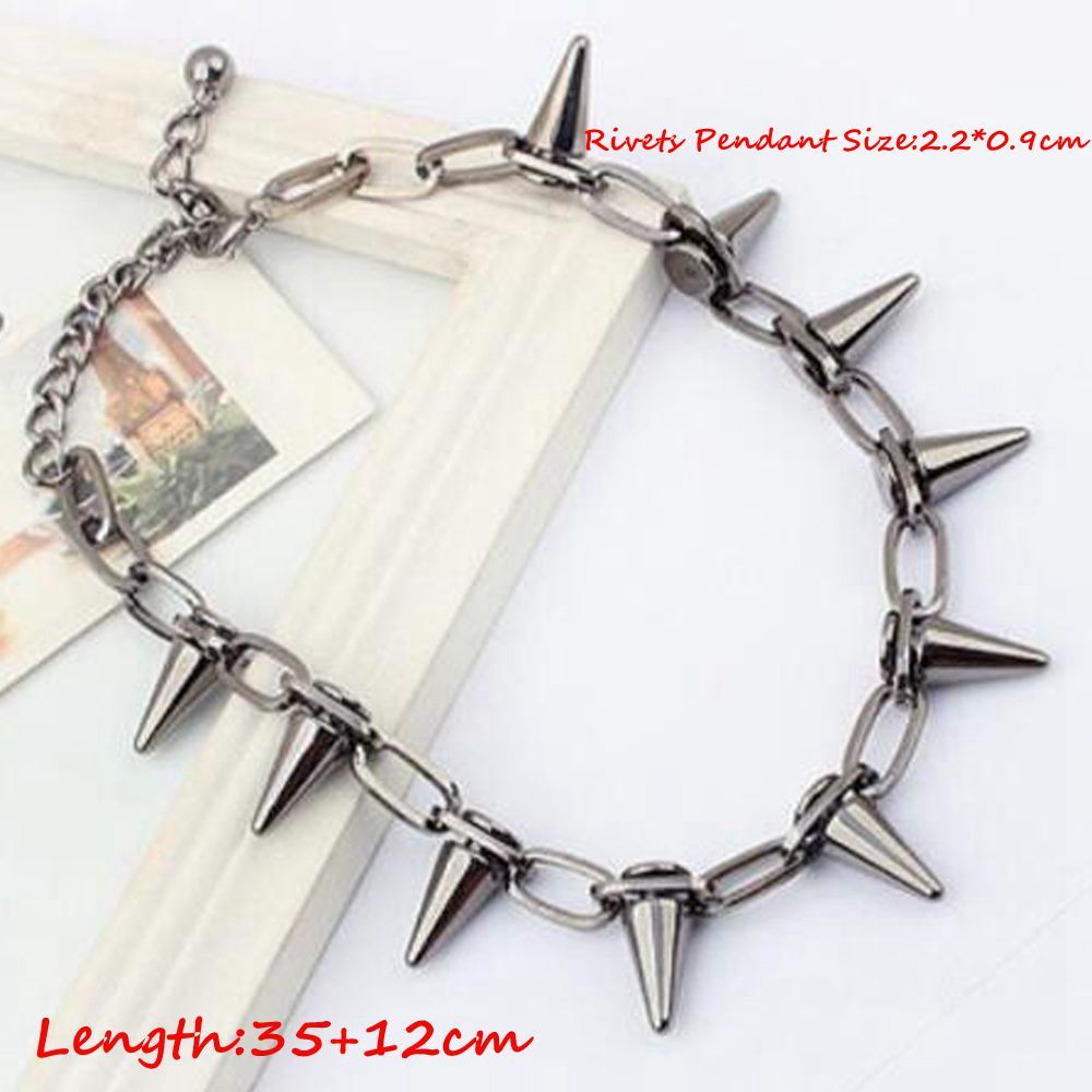 Vòng cổ choker bằng hợp kim đính đinh tán nhiều màu phong cách harajuku cho nam và nữ