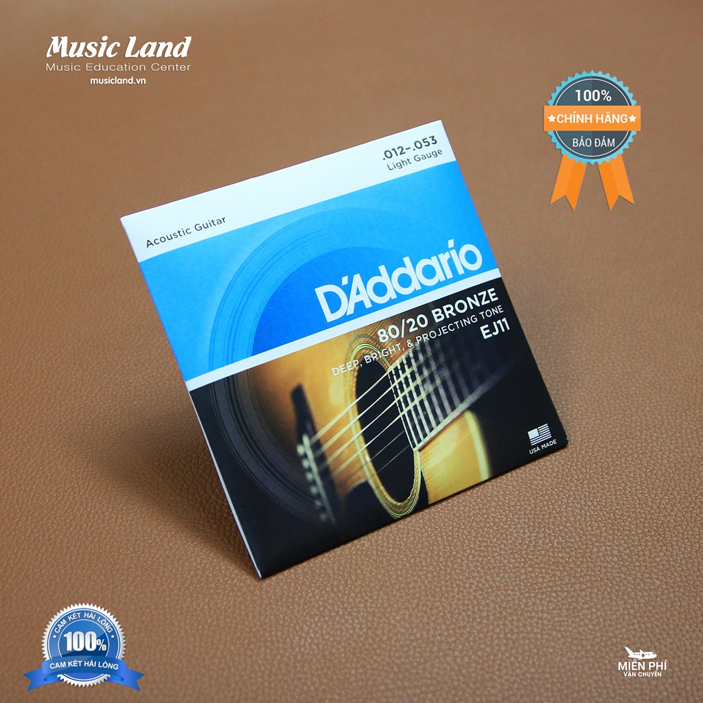 Dây Đàn Guitar Acoustic D'Addario EJ11 – Chính Hãng