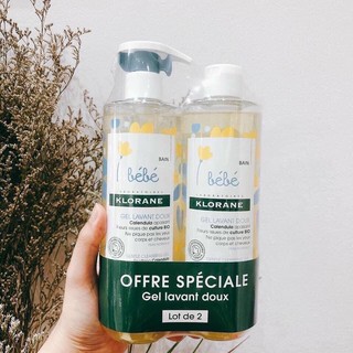 Set dầu gội + sữa tắm Klorane hương hoa cúc 500ml - Pháp