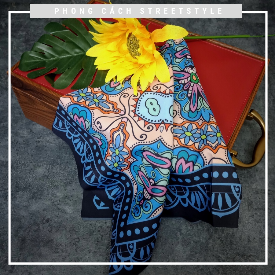 Khăn BANDANA lụa cao cấp phong cách streetstyle kích thước 60x60cm