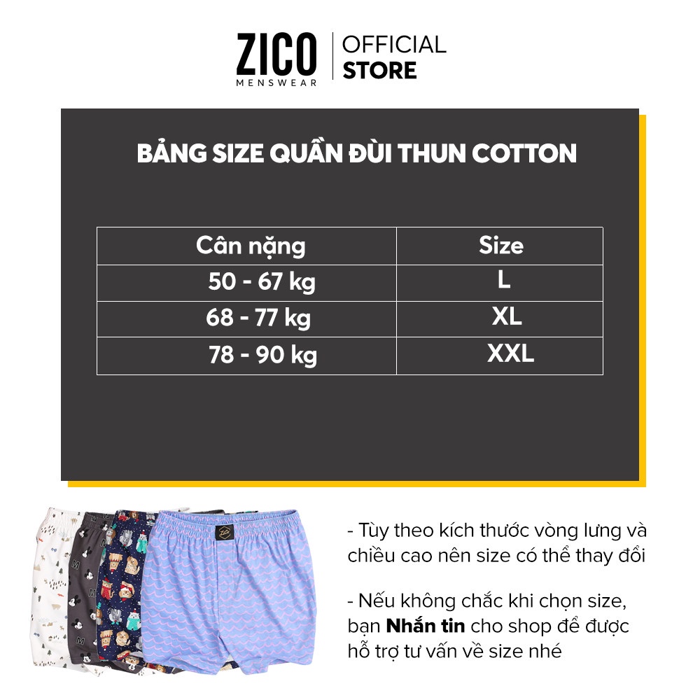 Quần đùi nam mặc nhà thun cotton ZICO MENSWEAR thoáng mát nhiều màu