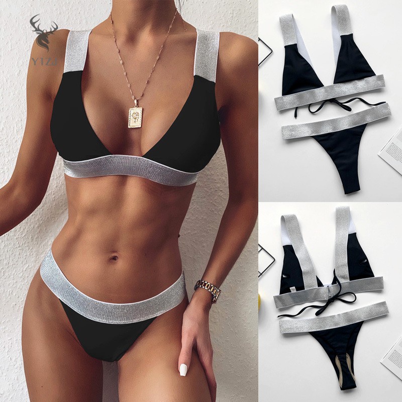 Bộ Đồ Bơi Bikini Lưng Cao Màu Trơn Có Đệm Nâng Ngực Cho Nữ | BigBuy360 - bigbuy360.vn