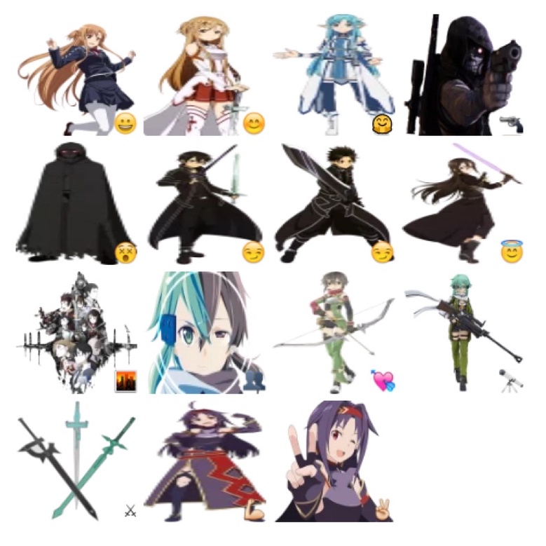 Sticker anime sword art online 30-60 cái decal ép lụa