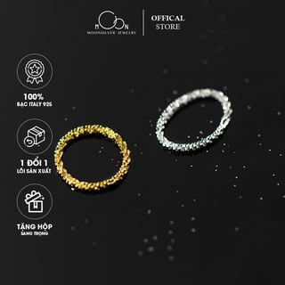 Nhẫn bạc nữ mạ vàng 14k lấp lánh bling Moonsilver