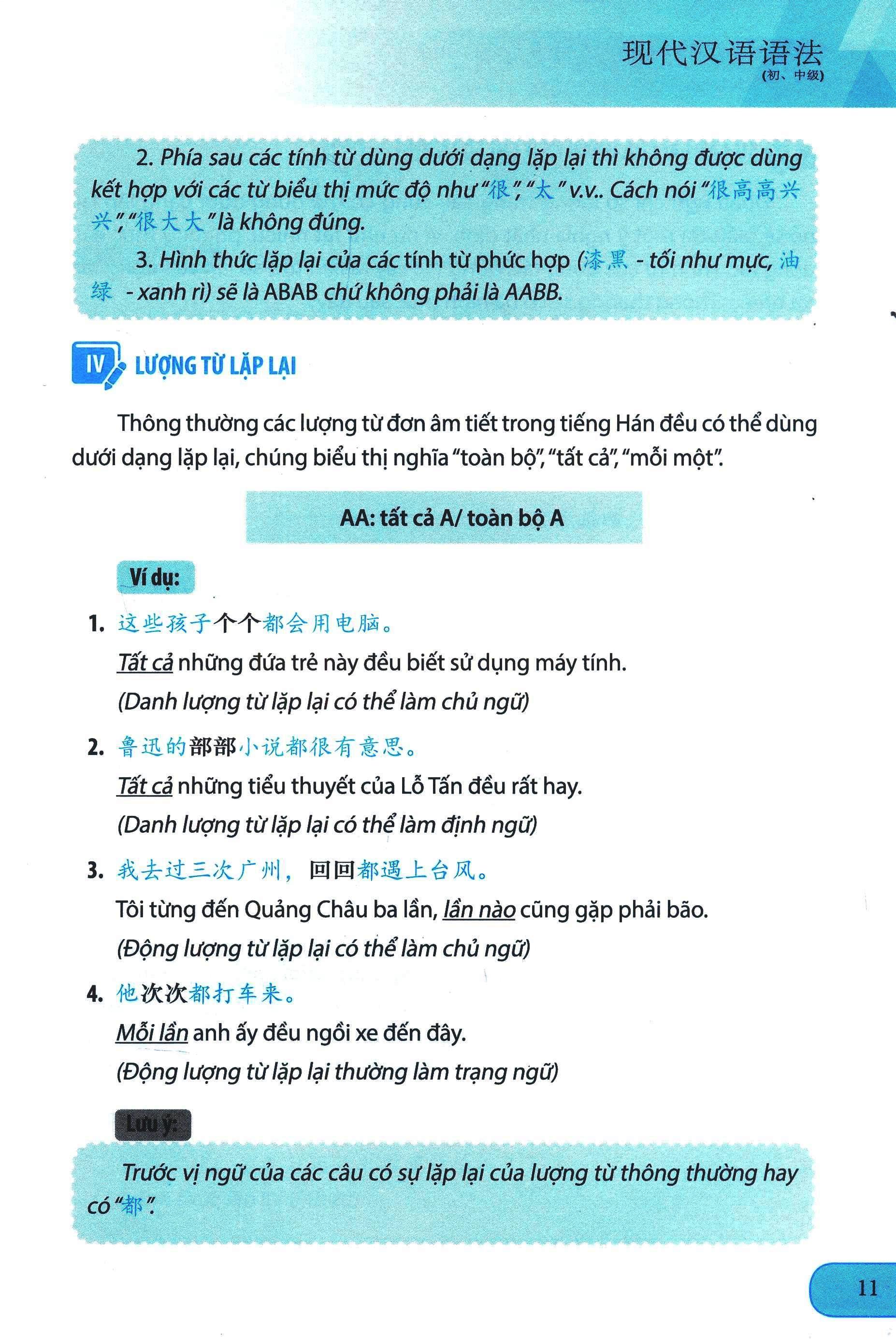 Sách Giáo Trình Ngữ Pháp Tiếng Hán Hiện Đại - Sơ Trung Cấp (Tái Bản 2020)