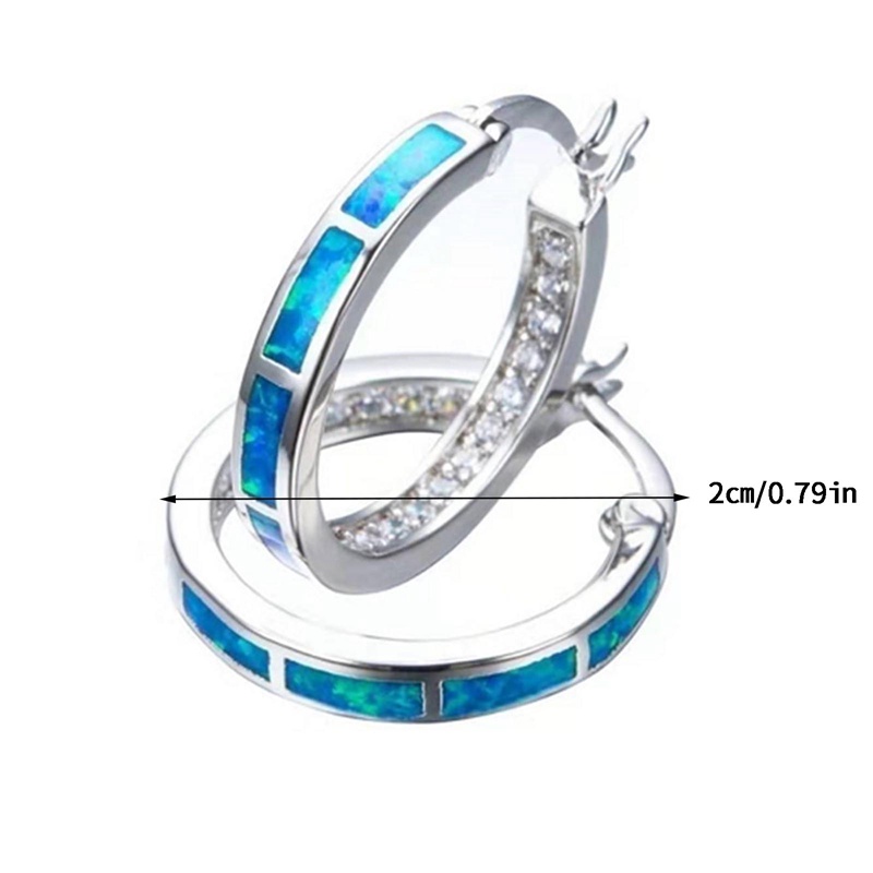 Đôi Khuyên Tai Tròn Đính Đá Opal Nhiều Màu Sắc Thời Trang Cho Nữ