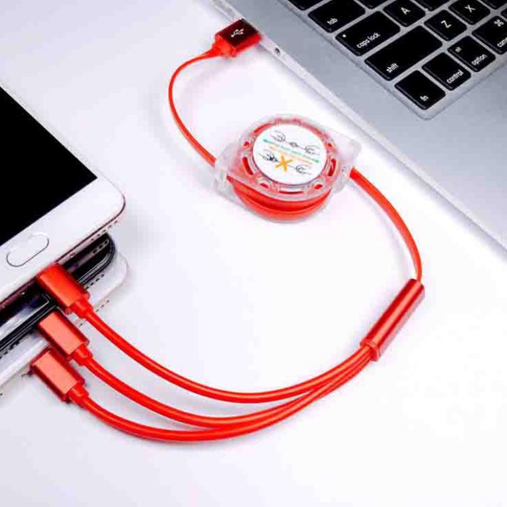 Sạc dây rút đầu usb đa năng 3 đầu sạc.