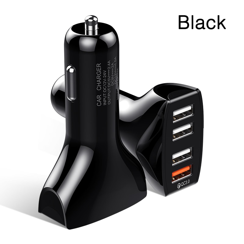 Cốc Sạc Xe Hơi Rock 4 Cổng USB Sạc Nhanh QC3.0 Cho Điện Thoại Di Động iPhone Xiaomi Samsung Huawei