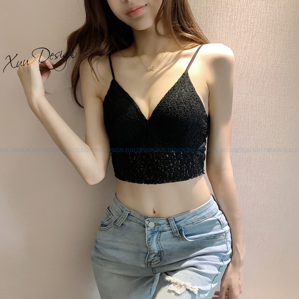 Áo bra 2 dây Xuu Design ren hoa Julia tạo khe Sexy BR02