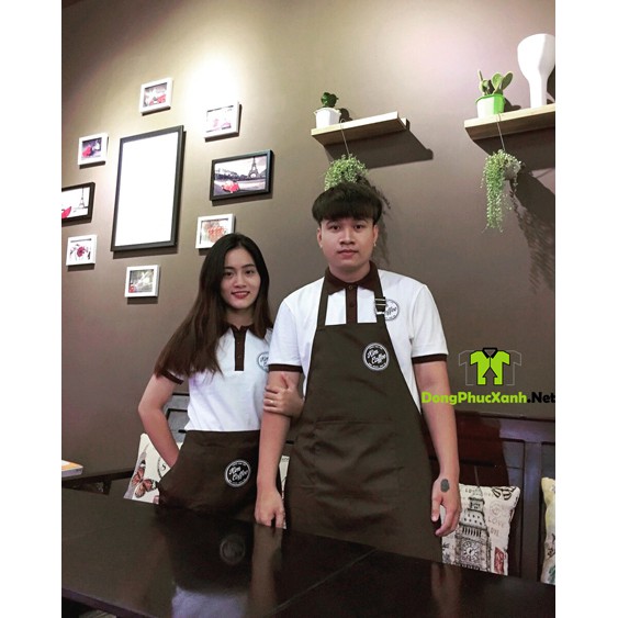 Tạp Dề Màu Nâu Đồng Phục Cafe, Trà Sữa, Nhà Hàng... - TDDNK65