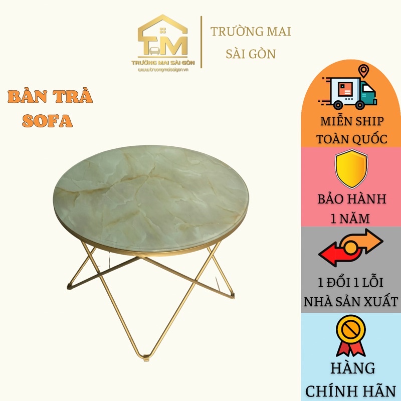 bàn sofa Trường Mai Sài Gòn chân sắt sơn tĩnh điện hoạ tiết cẩm thạch hiện đại giá rẻ