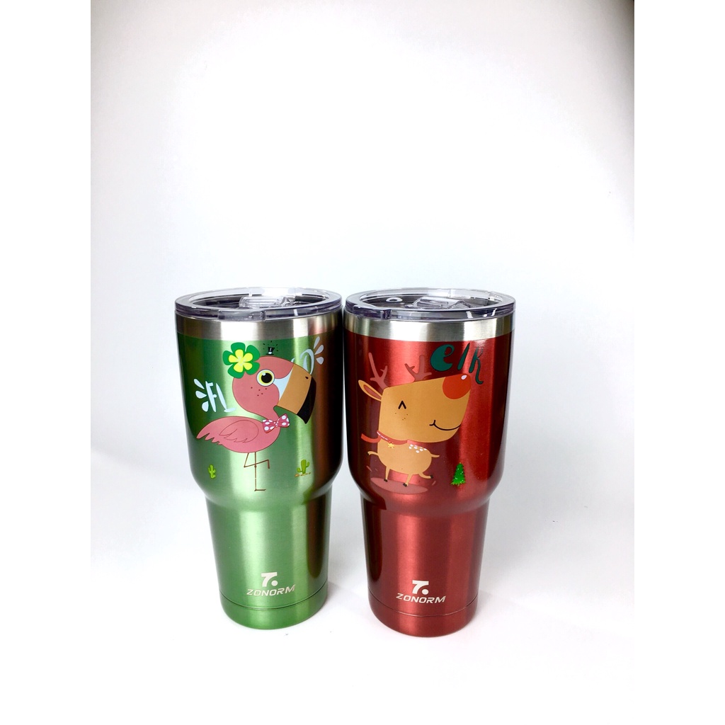 Bình giữ nhiệt sơn bóng ZONORM 900ml nắp trượt inox 304 in hình cute