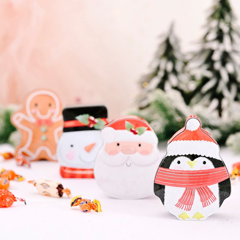 Set 4 Hộp Thiếc Đựng Bánh Quy Chủ Đề Giáng Sinh