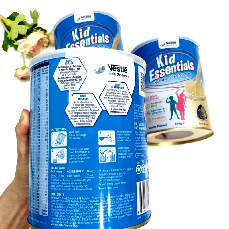 Sữa bột Kid Essentials Vanilla Úc 850gr mẫu mới,hỗ trợ tiêu hóa,tăng cân cho bé