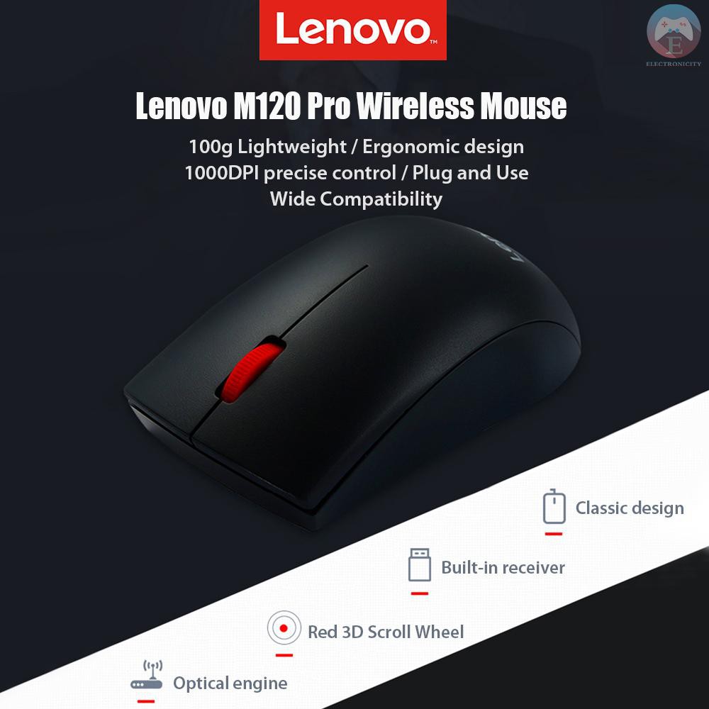 Chuột Quang Không Dây Lenovo M120 Pro 2.4ghz Kèm Đầu Nhận Usb Cho Laptop / Pc / Mac / Nhà Ở / Văn Phòng