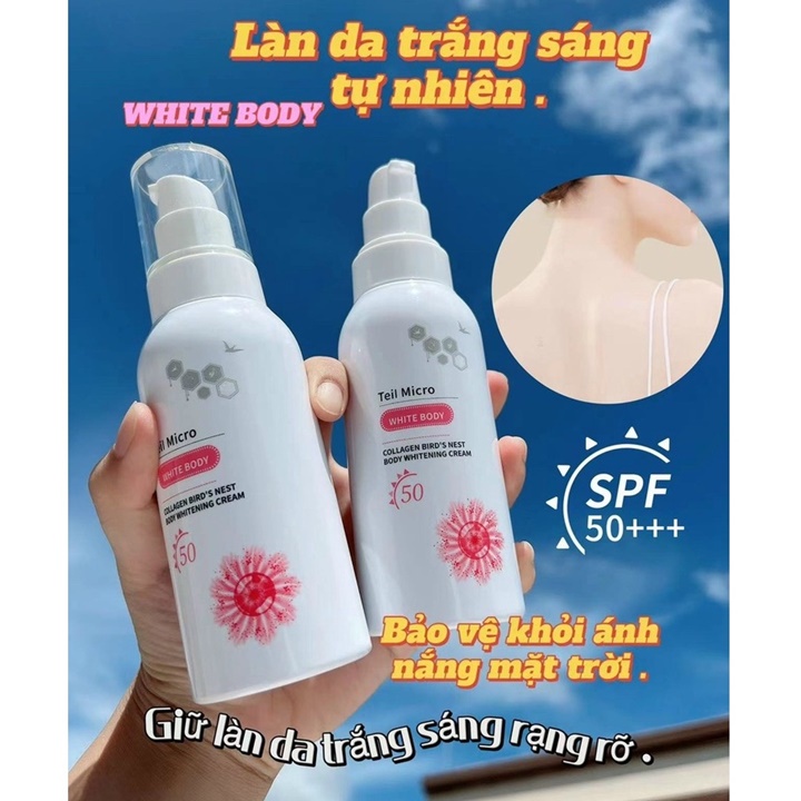[Sỉ-Rẻ] Kem Body Collagen Tổ Yến Teil Micro White Body 150g Có Chống Nắng Makeup da – HUKB764 [Lẻ-Sỉ]