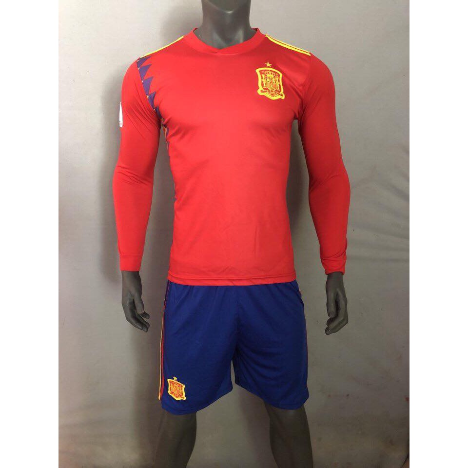 Quần áo đá banh, đá bóng tay dài Tây Ban Nha