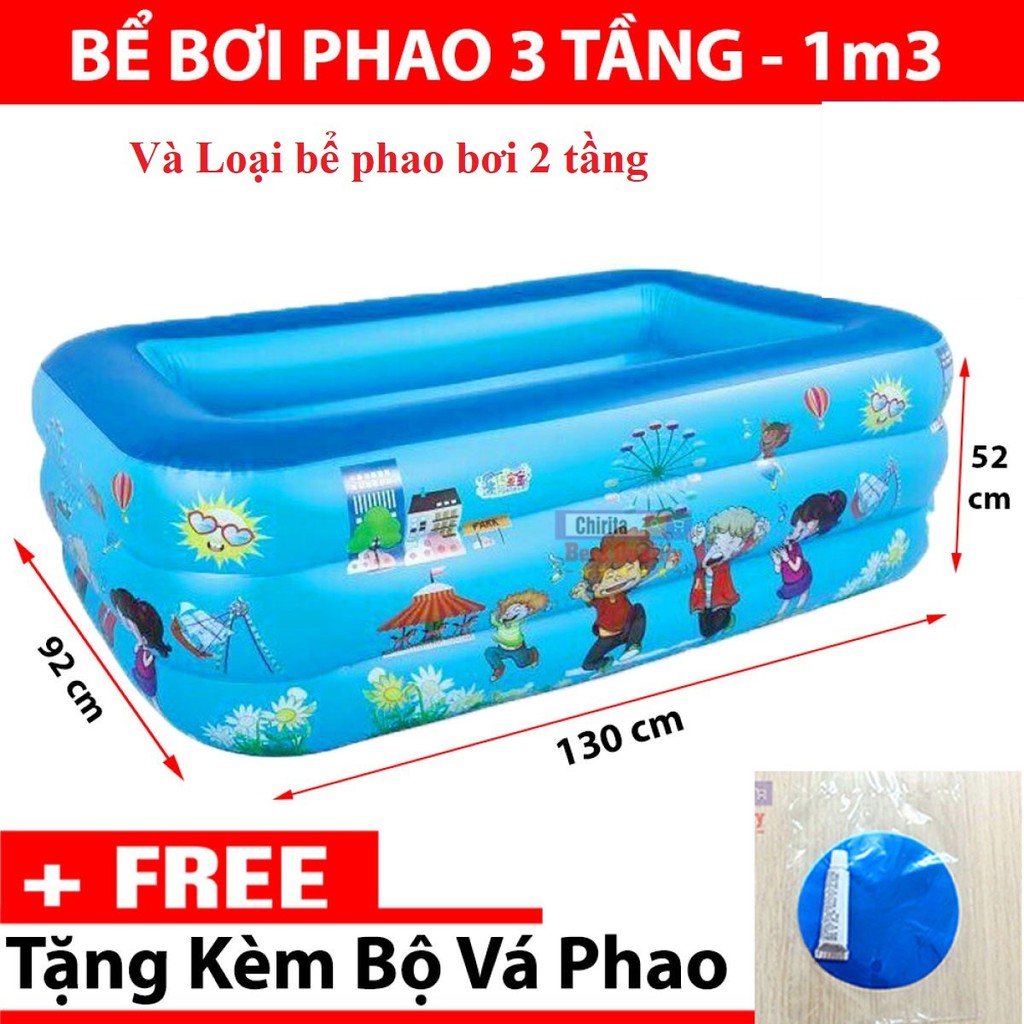 Bể bơi phao, Bể phao bơi 2 tầng, 3 tầng cho bé có đáy chống trượt, HÀNG LOẠI DÀY SỊN Bảo hành 12 tháng