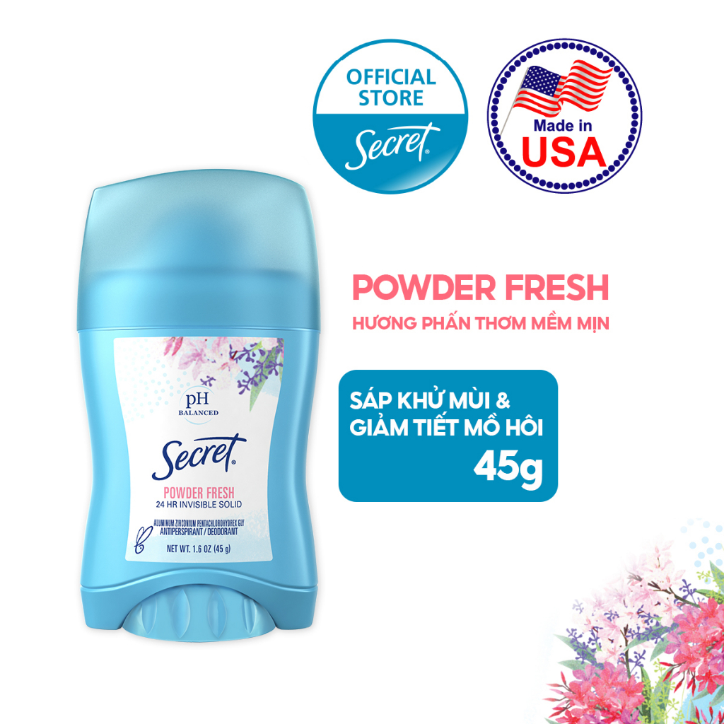 Sáp khử mùi và giảm tiết mồ hôi Secret Powder Fresh 45g_Mỹ