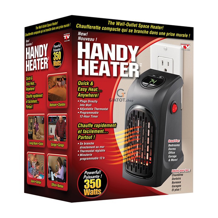 💥HOT 2020💥Máy, Quạt sưởi ấm có chế độ hẹn giờ Handy Heater cao cấp, Lo suoi mua dong, Đèn sưởi trong phòng ngủ