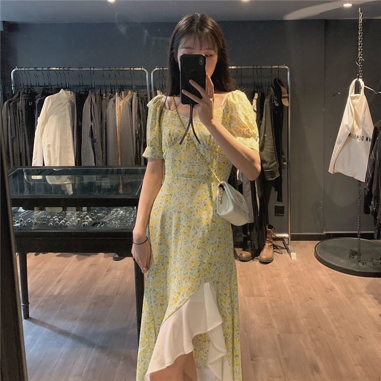 Đầm Nữ Phối Bèo Nhún Phong Cách Hàn Quốc