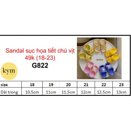 Sandal Sục Họa Tiết Chú Vịt Cho Bé G822 [FORM ĐẶC BIỆT XEM KỸ BẢNG SIZE]