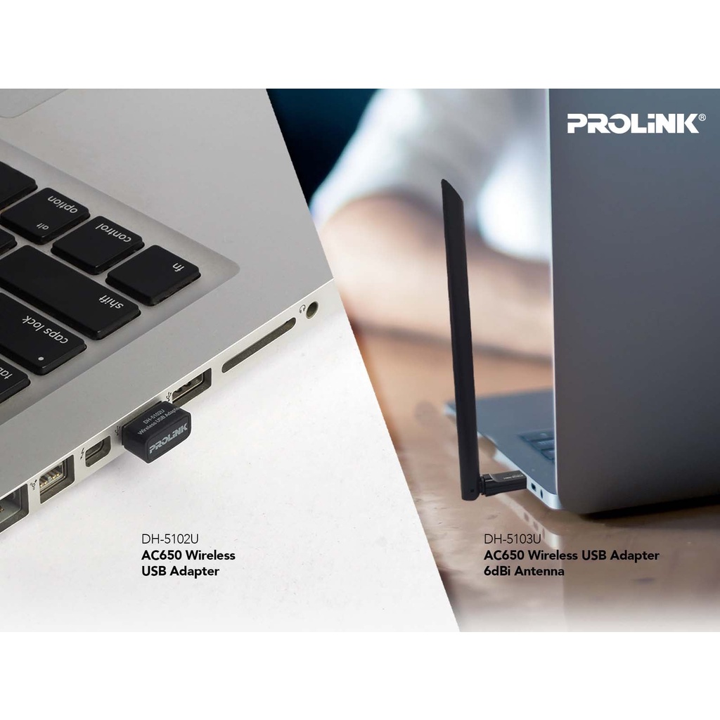 [Mã BMBAU50 giảm 7% đơn 99K] Prolink DH-5103U AC 650 USB thu sóng Wifi, băng tần kép 2.4 / 5g - BH 12 Tháng