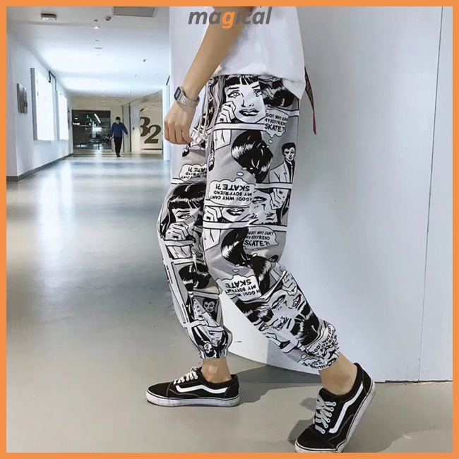 Quần Jogger Nam Hoạ Tiết Hoạt Hình Phong Cách Hip Hop