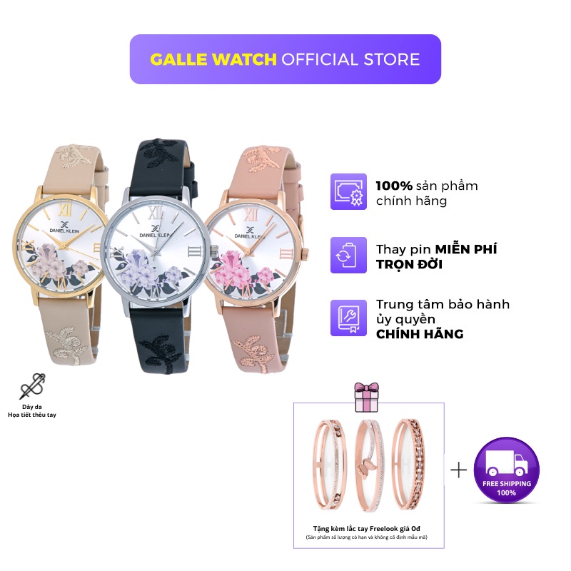 Đồng hồ nữ Daniel Klein Watch DK.1.12792 mặt nhỏ kính cứng chống xước, chống nước, dây thép đeo tay cao cấp chính hãng