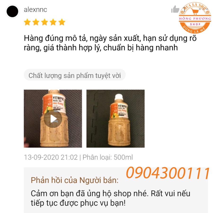 Combo chấm mè rang Kewpie 1 lít + Xốt mè rang Kewpie 500ml