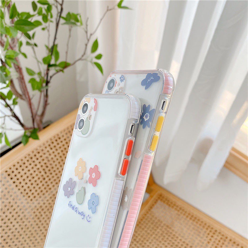 Ốp điện thoại silicon mềm trong suốt họa tiết hoa dễ thương thích hợp cho iPhone 11 12 Pro Max 7 8 Plus Xr Xsmax