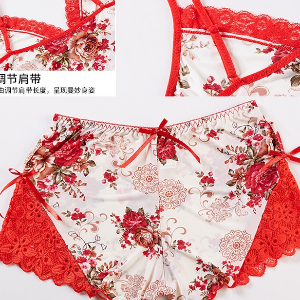 Bộ đồ ngủ đùi AMUSE V41 🔥SIÊU SALE🔥 bigsize 40 tới 60 thun lụa lạnh hoa đỏ cao cấp váy ngủ sexy gợi cảm đẹp rẻ | BigBuy360 - bigbuy360.vn