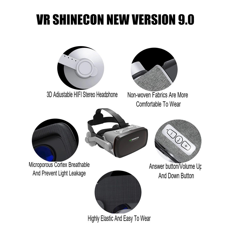 Kính Thực Tế Ảo Bluetooth Hỗ Trợ Màn Hình 6.5inch Có Tai Nghe VR Shinecon G07E/K0